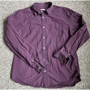 Gap Men's Long Sleeved Checkered Button-up Merlot And Navy Size Large